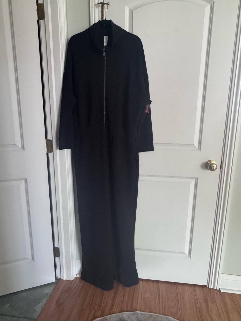 SPANX Black Wide-Leg Zip-Front Jumpsuit